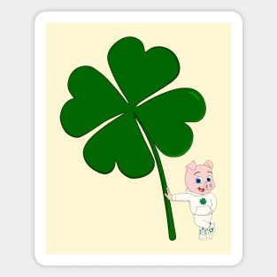 Happy Pig and Lucky Clover Magnet